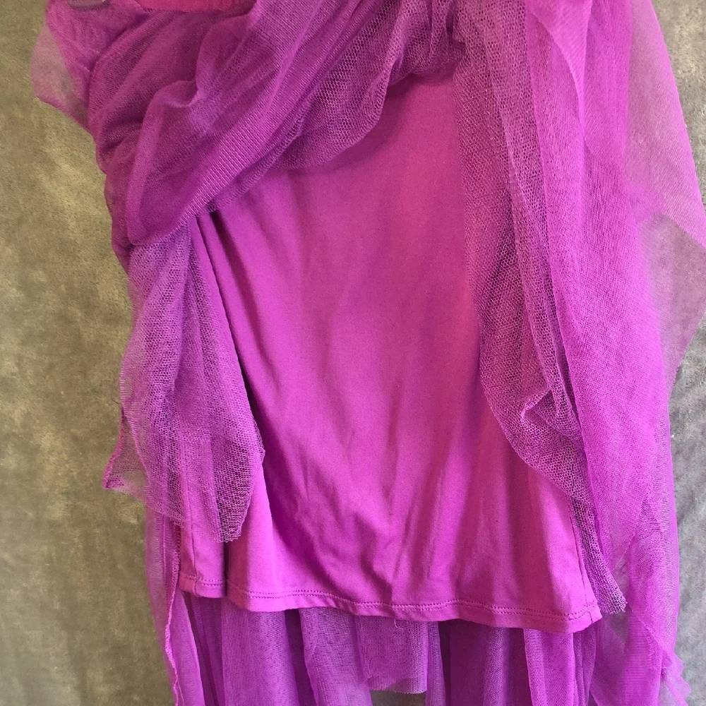 Disney Magenta High-Low Layered Tulle Skirt with Ruffle Detail. Girls Size 14/16